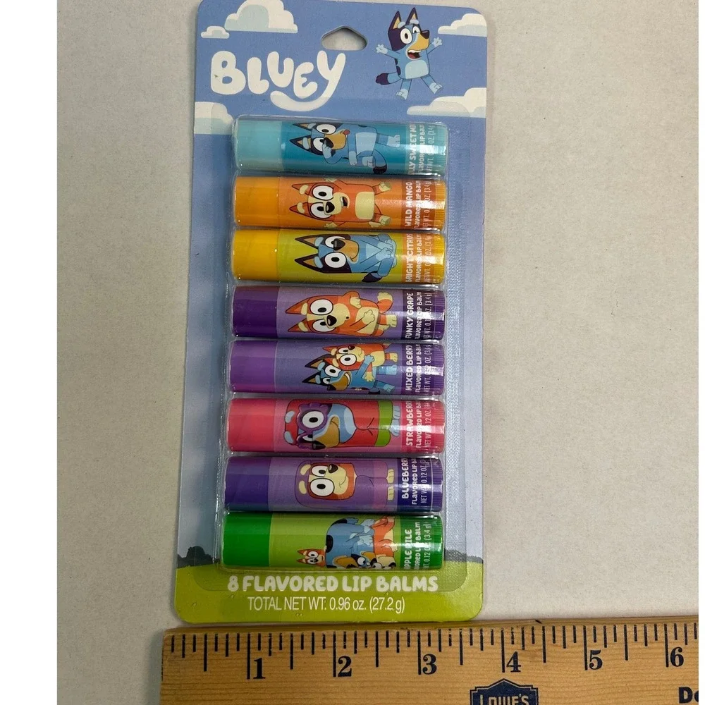LOT OF 2 Bluey 8 Pack Flavored Lip Balms Set Mango Grape Strawberry Berry Mint